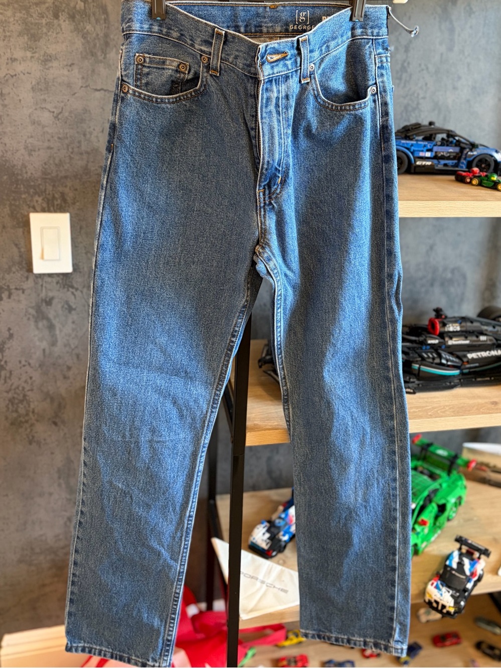 George Men's Straight Jeans in Medium Blue Wash